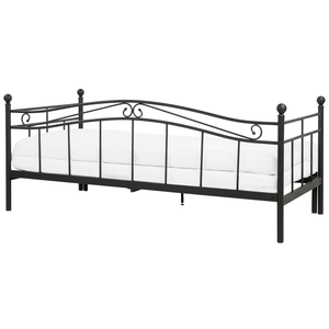 Dormeuse Letto estraibile Nero Singolo da 90 x 200 a 180 x 200 cm Base a doghe estraibile Convertibile