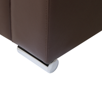 Divano a 3 posti rivestimento in pelle crosta marrone gambe cromate design retrò