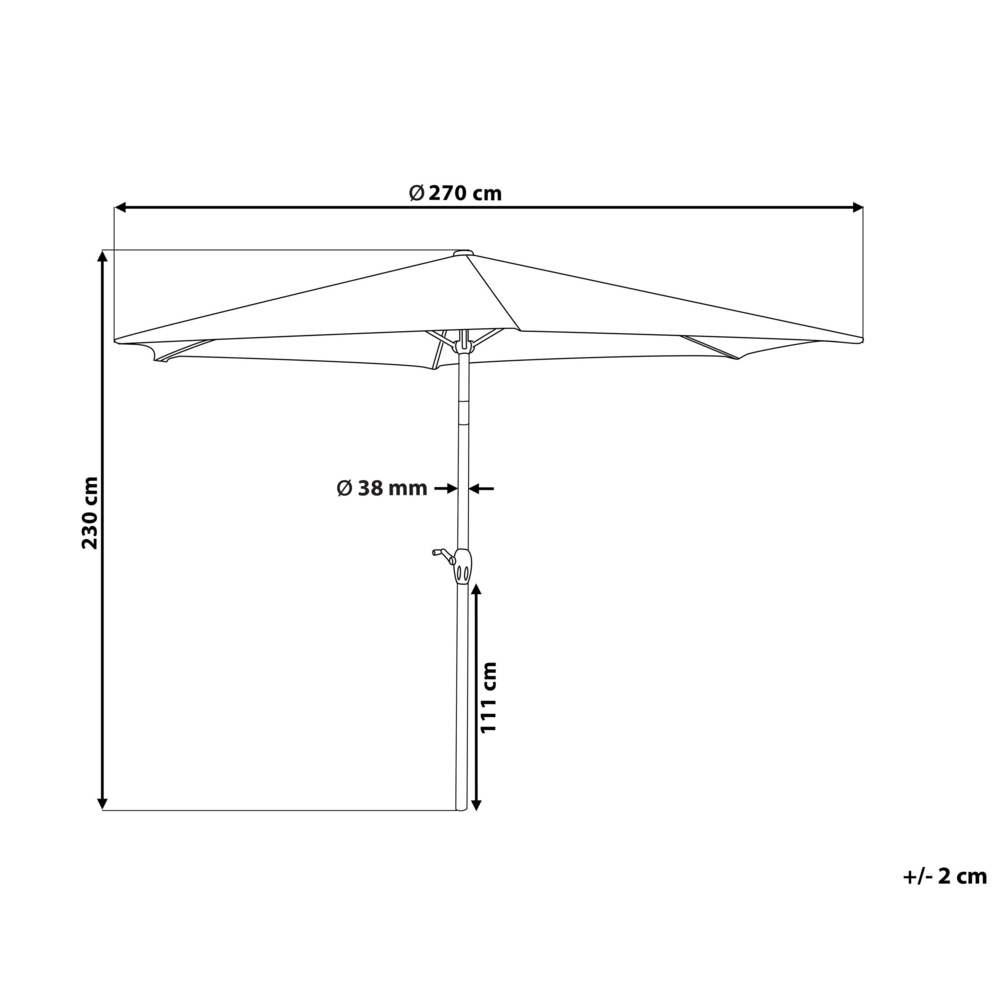 Ombrellone da giardino in tessuto grigio 230 cm resistente agli agenti atmosferici