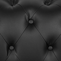 Divano a 3 posti in stile Chesterfield con braccioli da smoking neri con bottoni sul retro Gambe argentate in ecopelle