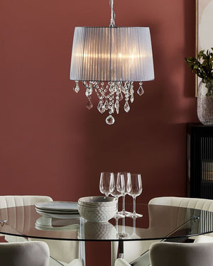 Lampada a Sospensione Lampadario in Cristallo Glam argento Grey Shade a 3 Luci