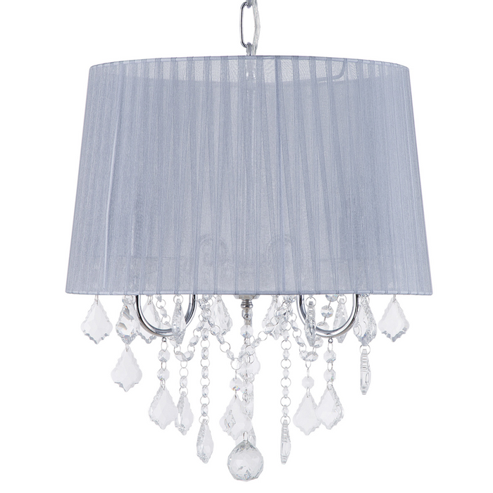 Lampada a Sospensione Lampadario in Cristallo Glam argento Grey Shade a 3 Luci