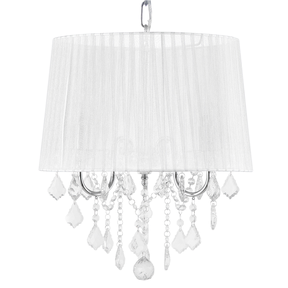 Lampada a Sospensione Lampadario in Cristallo Glam Bianco Grey Shade a 3 Luci
