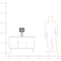 Lampada da Tavolo Trasparente e Grigio Base in Vetro Tamburo in Poliestere Paralume Design Moderno