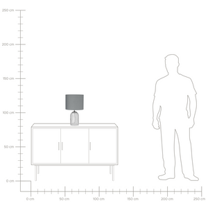 Lampada da Tavolo Trasparente e Grigio Base in Vetro Tamburo in Poliestere Paralume Design Moderno