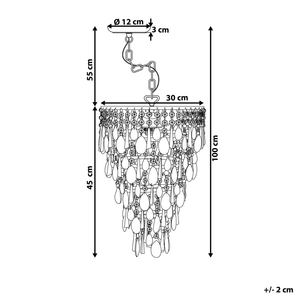 Lampada a Sospensione Argento Ferro Trasparente Finti Cristalli Lampadario Glam