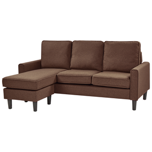 Divano 3 posti marrone con poggiapiedi ottomana imbottito metà secolo