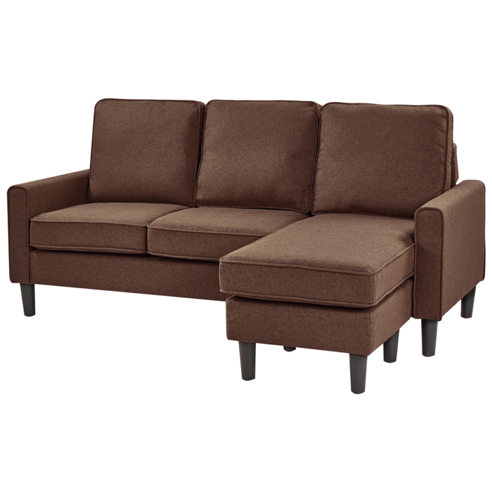 Divano 3 posti marrone con poggiapiedi ottomana imbottito metà secolo