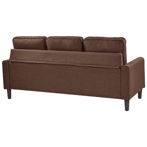 Divano 3 posti marrone con poggiapiedi ottomana imbottito metà secolo