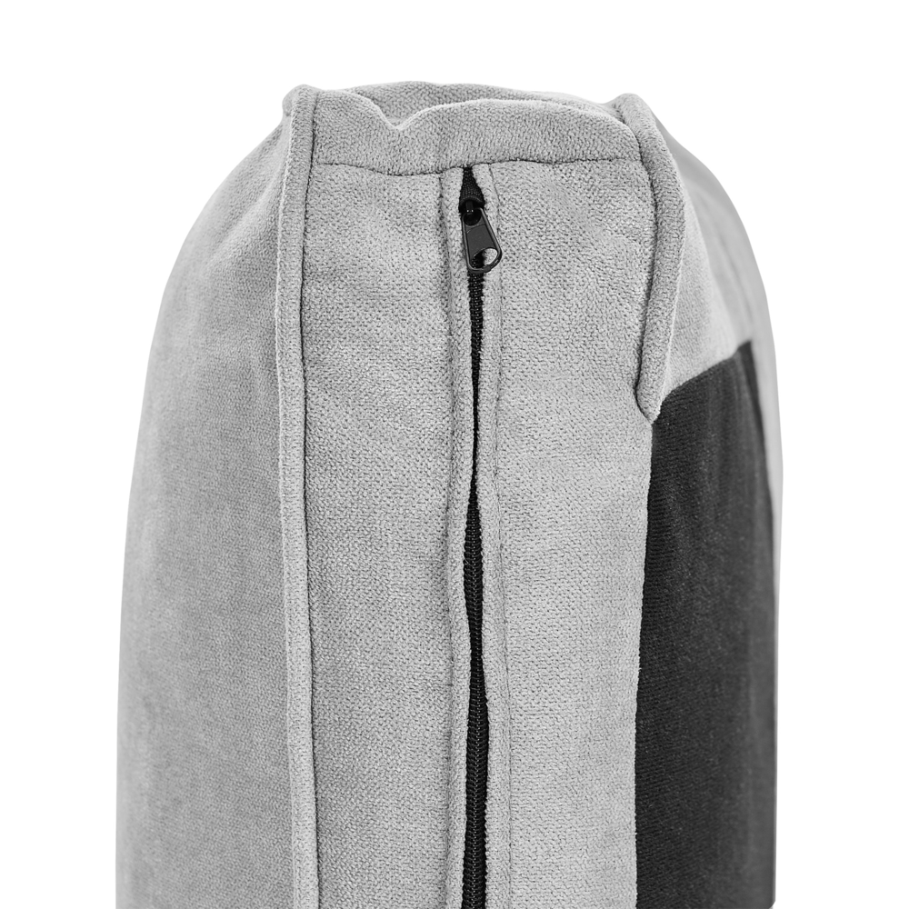 Divano 3 posti grigio chiaro con poggiapiedi ottomana imbottito metà secolo