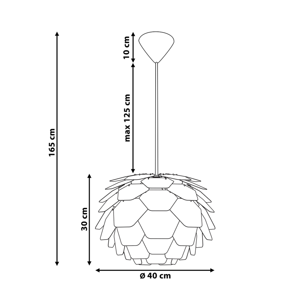 Lampadario Lampada a Sospensione con paralume a pigna in plastica dorata