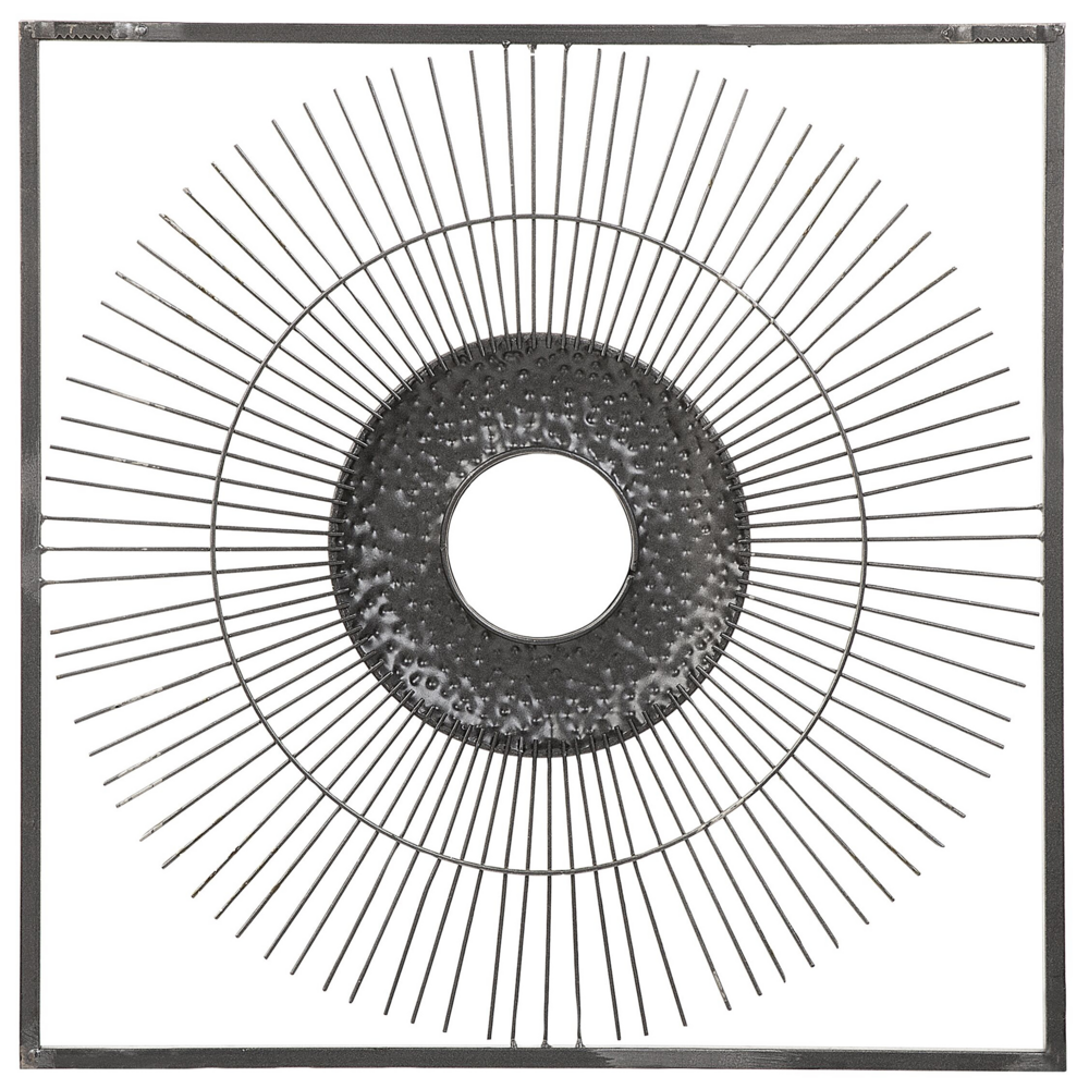 Decorazione da parete Cornice quadrata Sun in metallo dorato Stile Glam Art Deco