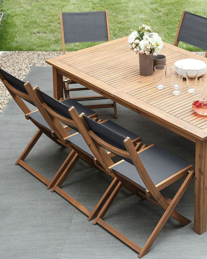 Set di 2 sedie da giardino in legno chiaro di acacia pieghevoli