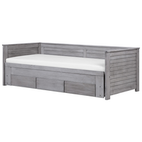 Letto Allungabile Legno MDF Grigio 3 Cassetti a Doghe 90/180 x 200 cm