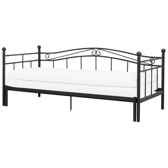 Dormeuse Letto estraibile Nero Singolo da 90 x 200 a 180 x 200 cm Base a doghe estraibile Convertibile
