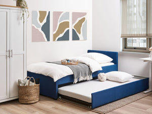 Divano Letto estraibile 90 x 200 cm Rivestimento in tessuto blu Single Size Guest Underbed