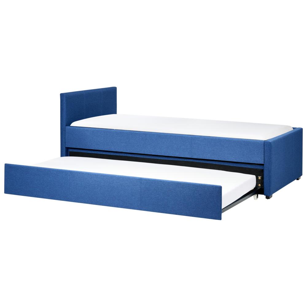 Divano Letto estraibile 90 x 200 cm Rivestimento in tessuto blu Single Size Guest Underbed