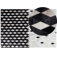 Tappeto Bianco e Nero in Pelle 160 x 230 cm Moderno Patchwork Fatto a Mano