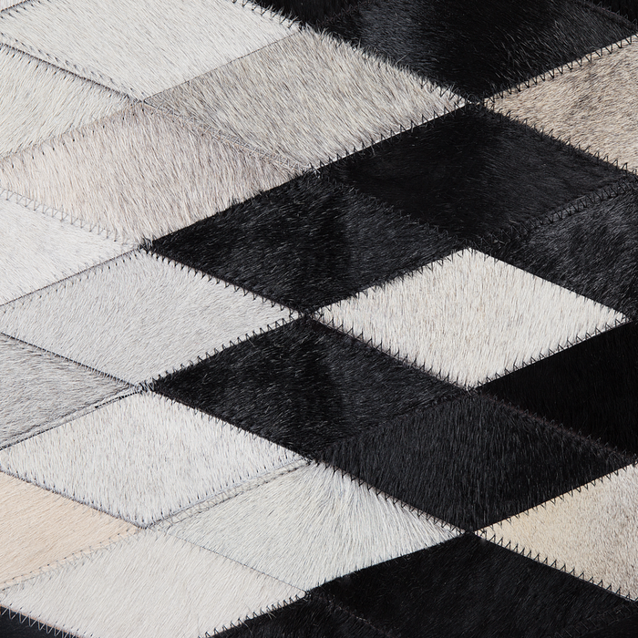Tappeto Bianco e Nero in Pelle 160 x 230 cm Moderno Patchwork Fatto a Mano