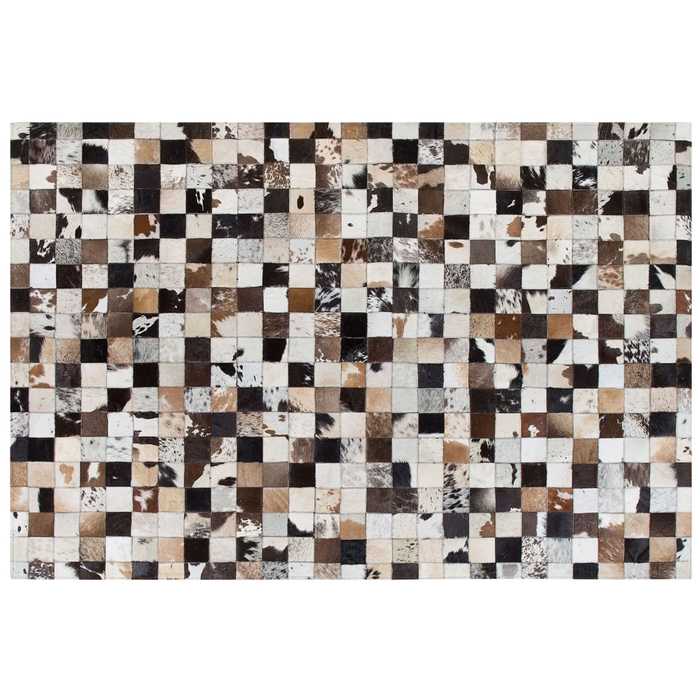 Tappeto Marrone Beige Pelle 160 x 230 cm Moderno Patchwork Pelle Bovina Artigianale