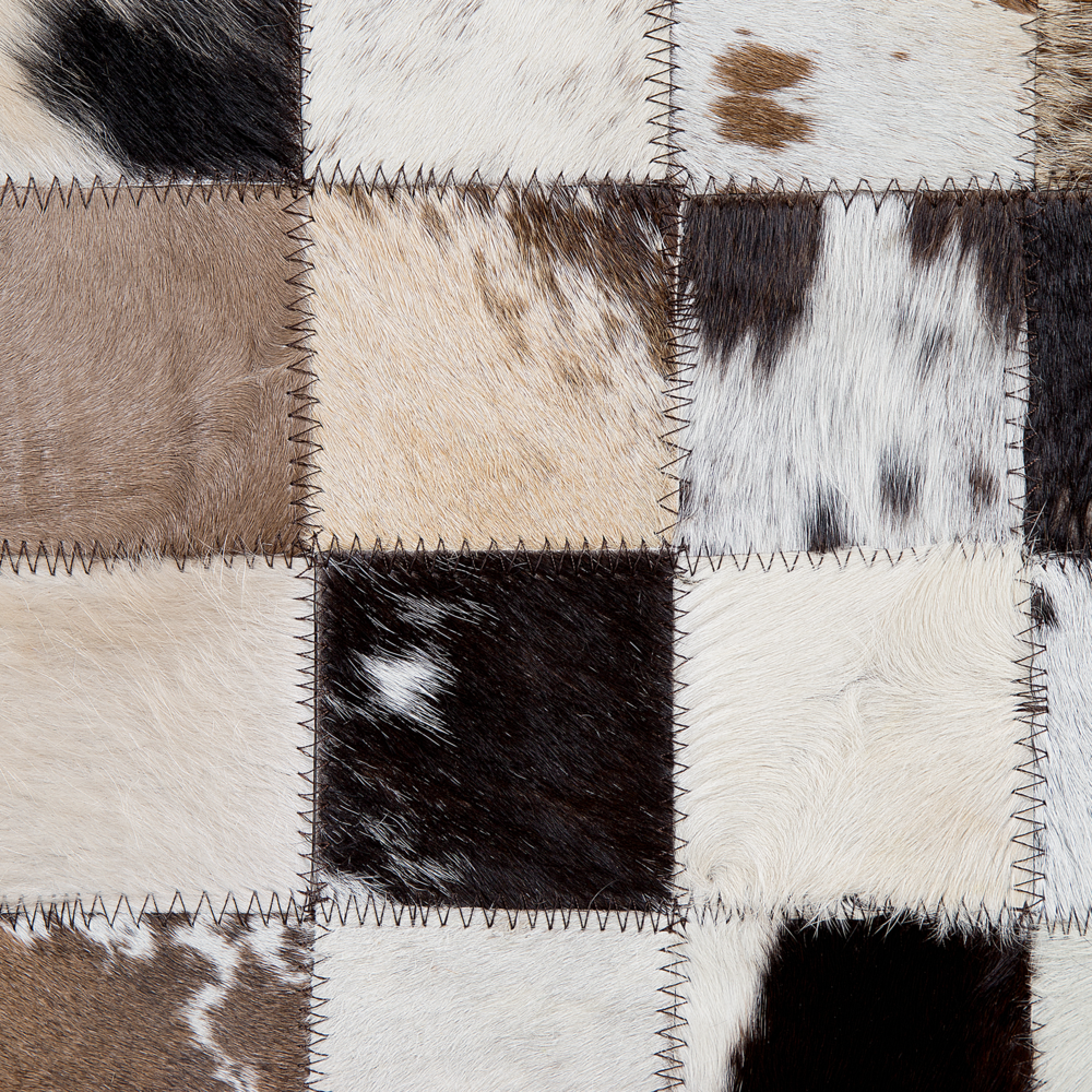 Tappeto Marrone Beige Pelle 160 x 230 cm Moderno Patchwork Pelle Bovina Artigianale