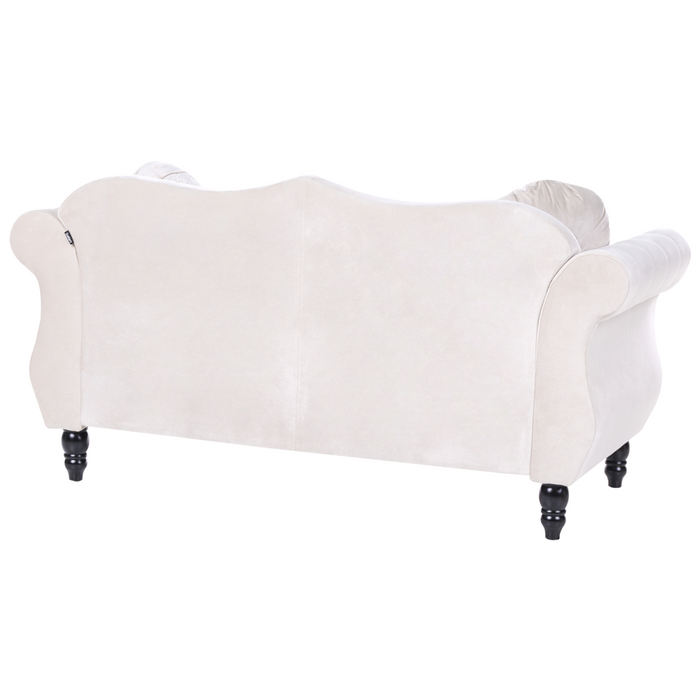 Set da soggiorno Velluto beige 2 posti 3 posti Button Cuscini trapuntati Braccia arrotolate Glam