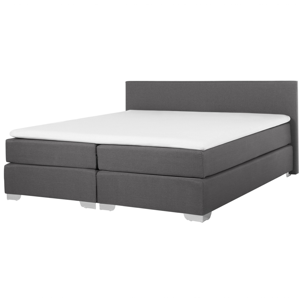 Letto Boxspring in Tessuto Grigio con Materasso a Molle 180 x 200 cm