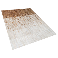 Tappeto tappetino Beige Pelle 140 x 200 cm Rettangolare Patchwork Fatto a Mano