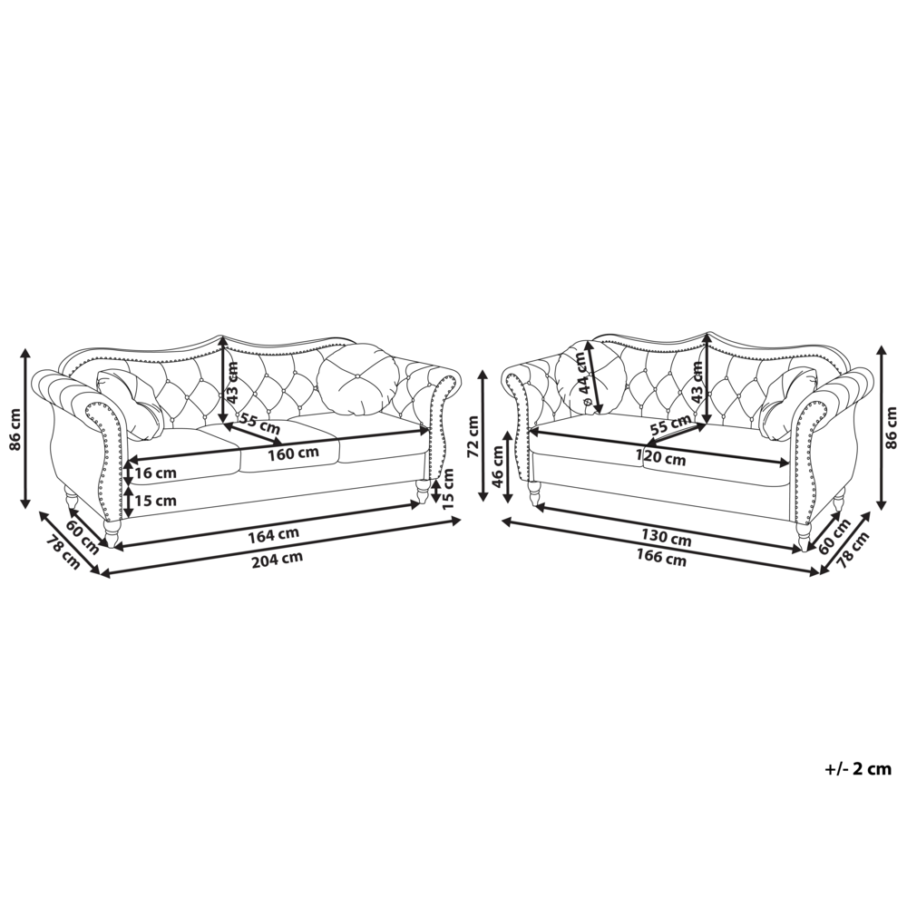 Set da soggiorno Velluto beige 2 posti 3 posti Button Cuscini trapuntati Braccia arrotolate Glam