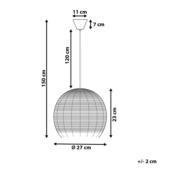 Lampada a Sospensione Marrone Rattan Forma Cupola Boho Eclettica
