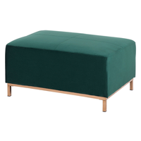 Divano Angolare in Velluto di colore Verde versione destra con Ottomana confortevole stile moderno
