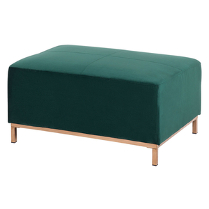 Divano Angolare in Velluto di colore Verde versione destra con Ottomana confortevole stile moderno