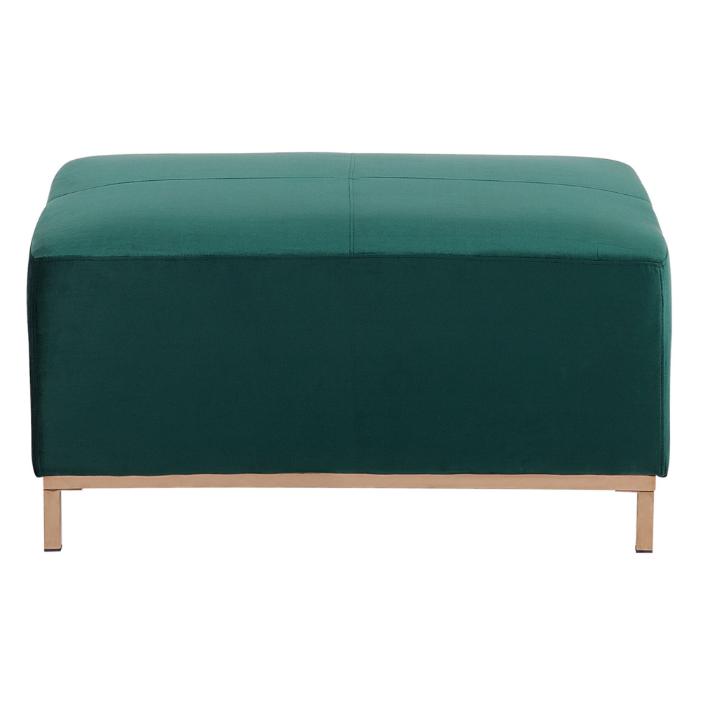 Divano Angolare in Velluto di colore Verde versione destra con Ottomana confortevole stile moderno