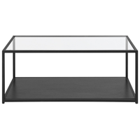 Tavolino Piano in Vetro Struttura in Metallo Nero 100 x 54 cm Rettangolare Moderno Soggiorno Minimalista