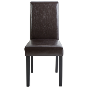 Set di 2 sedie da pranzo in ecopelle marrone con gambe in legno tradizionali