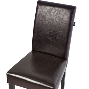 Set di 2 sedie da pranzo in ecopelle marrone con gambe in legno tradizionali