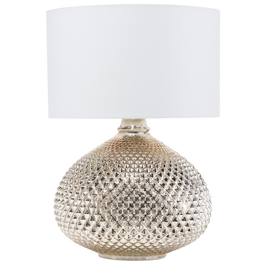 Lampada da Tavolo Metallo dorato 55H cm Paralume paralume in policotone Bianco Glam