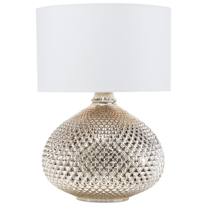 Lampada da Tavolo Metallo dorato 55H cm Paralume paralume in policotone Bianco Glam
