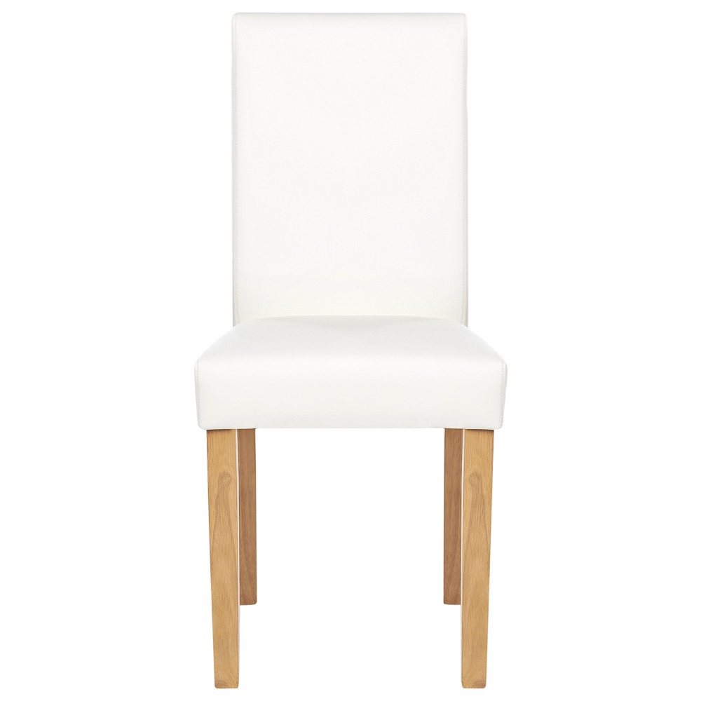 Set di 2 sedie da pranzo bianche con gambe in legno ecopelle moderne