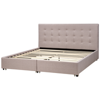 Letto contenitore matrimoniale imbottito grigio chiaro con rete a doghe e cassetti 180 x 200 cm