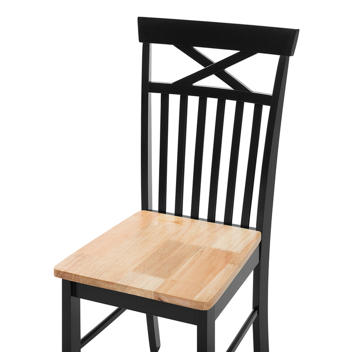 Set di 2 sedie da pranzo nere con legno chiaro in stile tradizionale