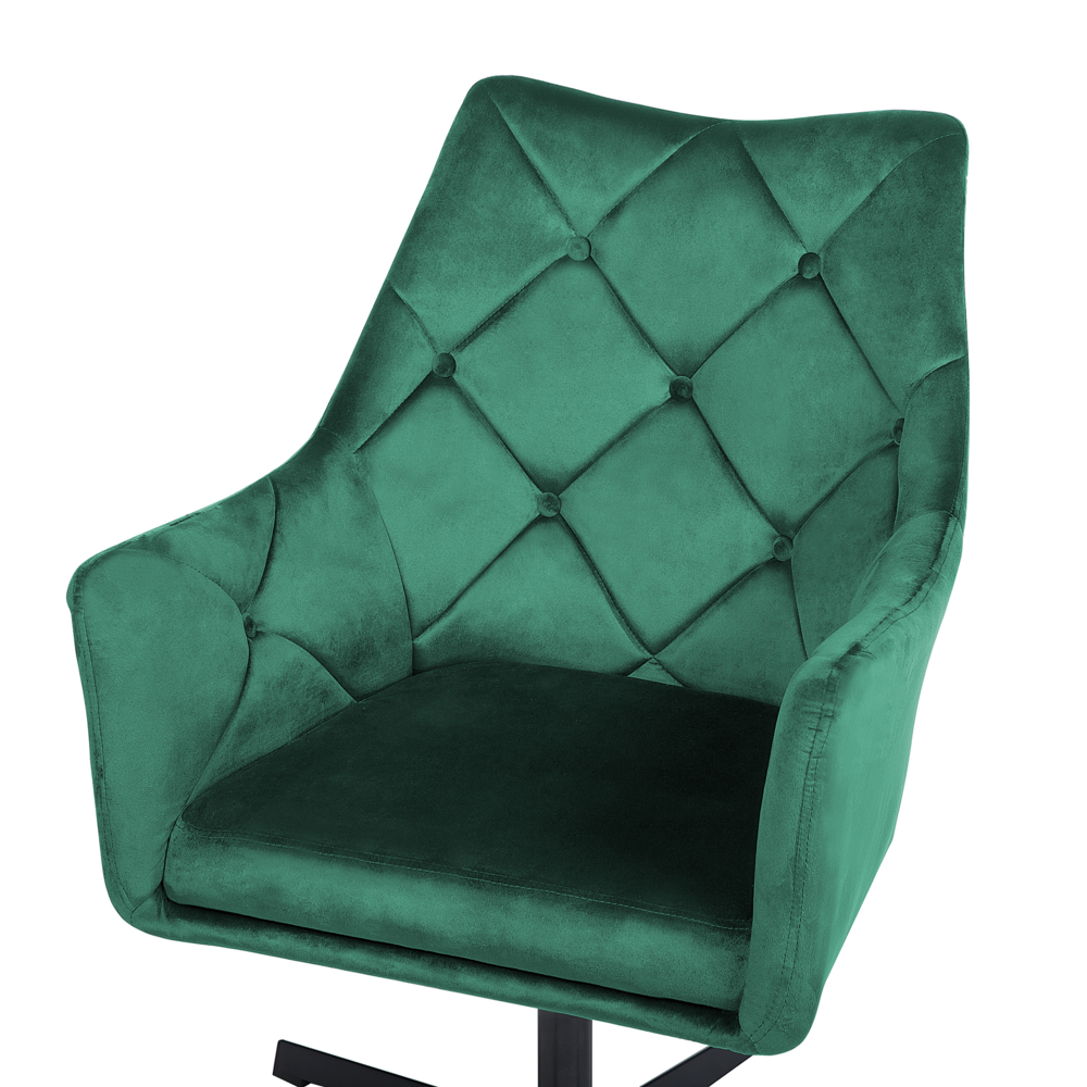 Poltrona Velluto Verde 73L x 61L x 95H con Schienale capitonné con gamba singola in metallo Glam