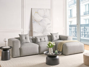 Divano Angolare Grigio Chiaro 3 Posti Cuscini Extra Dispersi Moderno lato sinistro