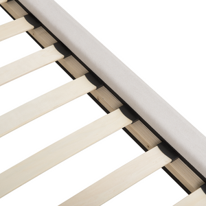 Letto imbottito moderno in ciniglia beige 140 x 200 cm con rete a doghe