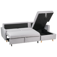 Divano letto angolare in tessuto grigio chiaro 4 posti contenitore a forma di L Orientamento a versione sinistra