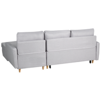 Divano letto angolare in tessuto grigio chiaro 4 posti contenitore a forma di L Orientamento a versione sinistra