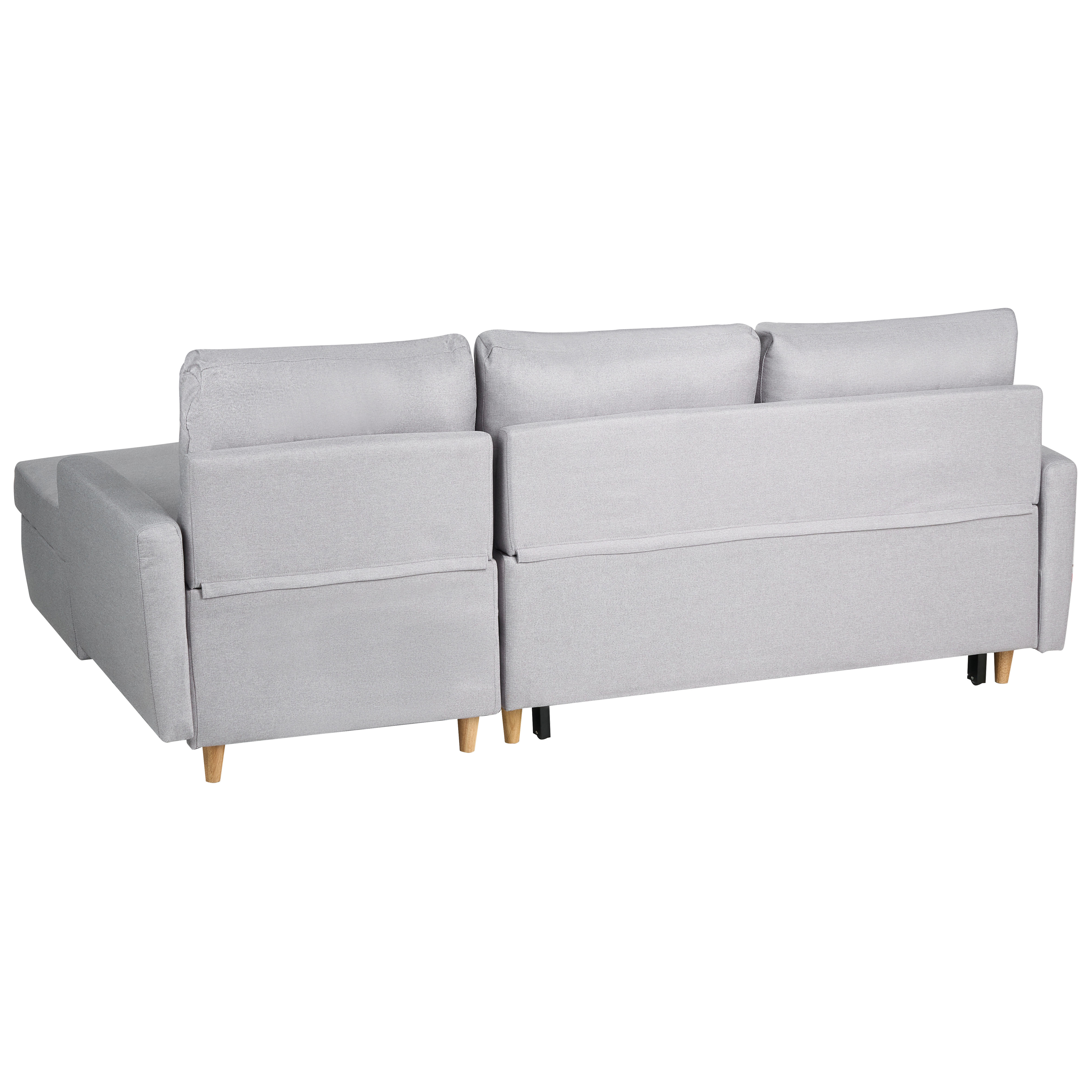 Divano letto angolare in tessuto grigio chiaro 4 posti contenitore a forma di L Orientamento a versione sinistra