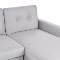 Divano letto angolare in tessuto grigio chiaro 4 posti contenitore a forma di L Orientamento a versione sinistra