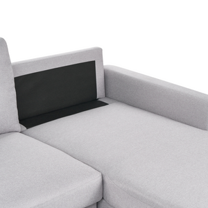 Divano letto angolare in tessuto grigio chiaro 4 posti contenitore a forma di L Orientamento a versione sinistra