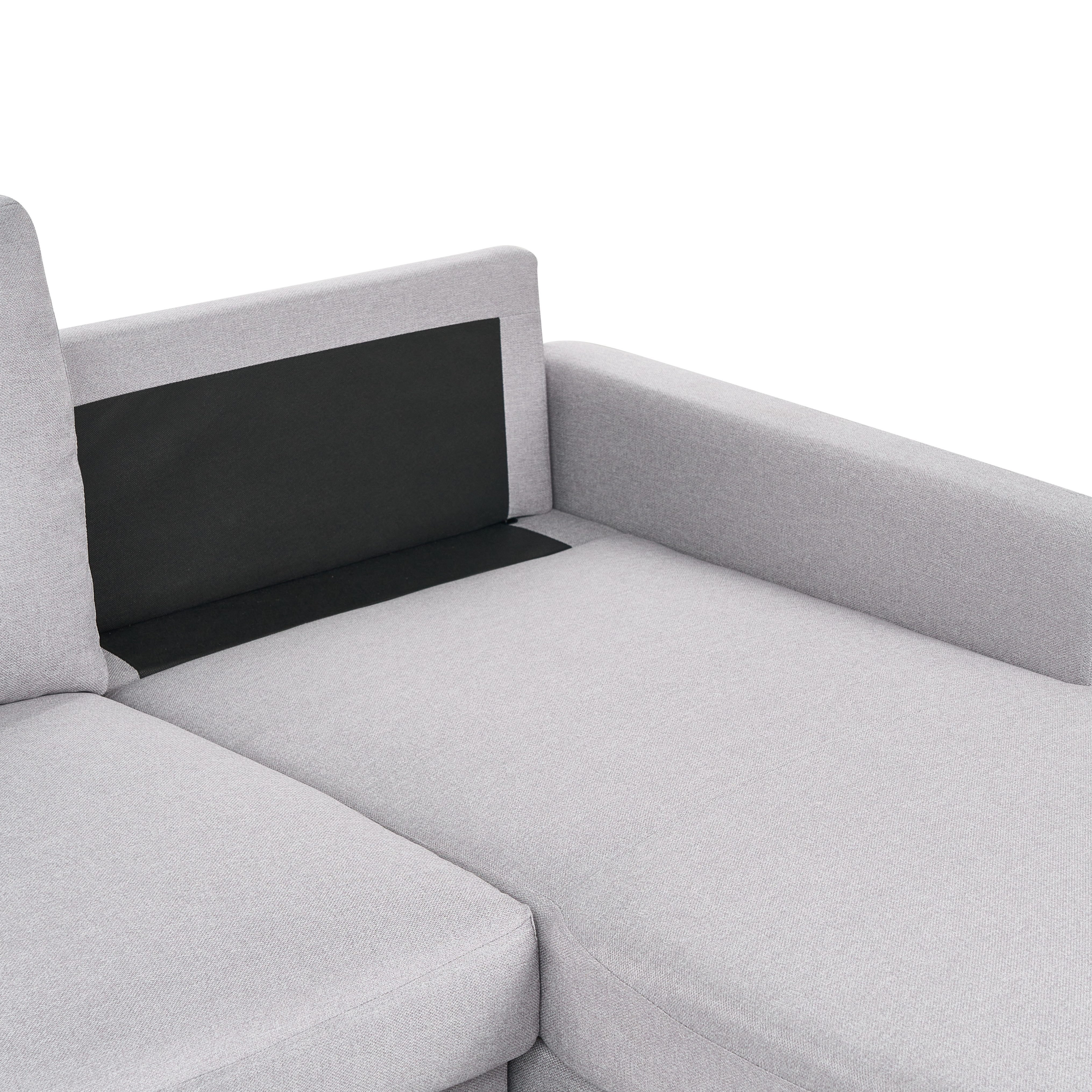 Divano letto angolare in tessuto grigio chiaro 4 posti contenitore a forma di L Orientamento a versione sinistra